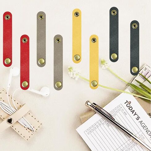 Leather Cable Organizer 30 Pack Portable Headphone Winder USB Cable Strap Handmade Earphone Cord Organizer Cable Clips Reusable Leather Cable Clips Available in 5 Colors in Kuwait