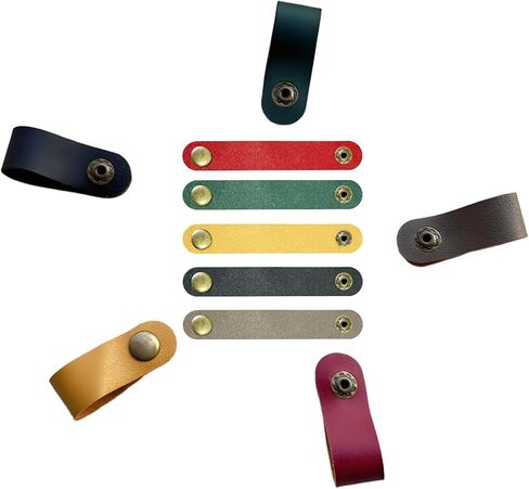 Leather Cable Organizer 30 Pack Portable Headphone Winder USB Cable Strap Handmade Earphone Cord Organizer Cable Clips Reusable Leather Cable Clips Available in 5 Colors in Kuwait
