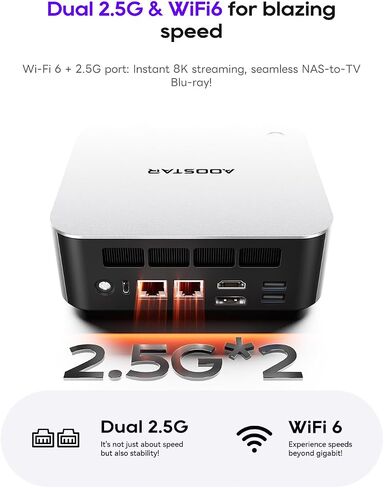AOOSTAR MACO 470 Mini PC, AMD Ryzen AI 9 HX 470, 32GB LPDDR5-8000 RAM, No SSD, Radeon 890M, OCuLink, Dual USB4, Triple M.2, Dual 2.5G LAN, WiFi 7 in Kuwait