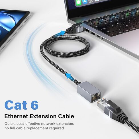 Orbram Cat6 Ethernet Extension Cable 6FT Bundle with Cat 8 Ethernet Cable 10FT Nylon Braided in Kuwait
