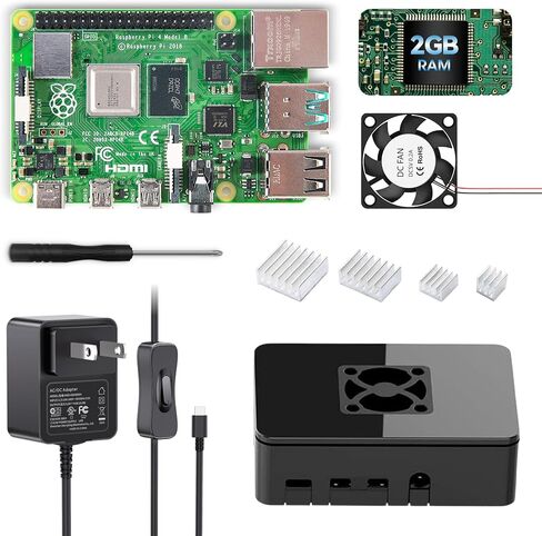 iRasptek Basic Kit for Raspberry Pi 4B 2GB RAM Included PI4 Case,5V 3A Power Supply,Cooling Fan and Heat-Sink in Kuwait