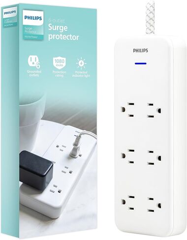 Philips Surge Protector Power Strip, 8 Ft Long Braided Extension Cord in Saudi Arabia