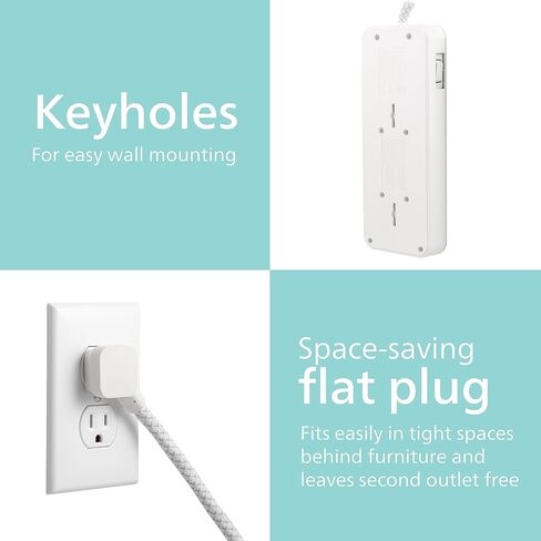 Philips Surge Protector Power Strip, 8 Ft Long Braided Extension Cord in Saudi Arabia