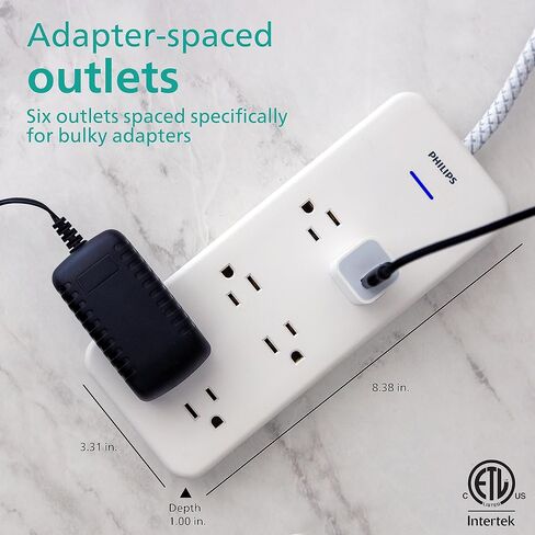 Philips Surge Protector Power Strip, 8 Ft Long Braided Extension Cord in Saudi Arabia