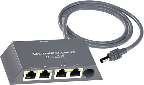 4 Port Ethernet Adapter, Reliable Performance, Plug and Play Gigabit Ethernet Design for Multiple Devices in Kuwait