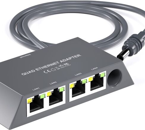 4 Port Ethernet Adapter, Reliable Performance, Plug and Play Gigabit Ethernet Design for Multiple Devices in Kuwait
