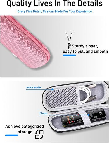 Shockproof Hard Carrying Case for YIVIDA L359 AI Digital Voice Recorder,Premium EVA Protective Hard Case, Durable Shockproof Organizer Bag with Wipe-Clean Exterior,Pink in Kuwait