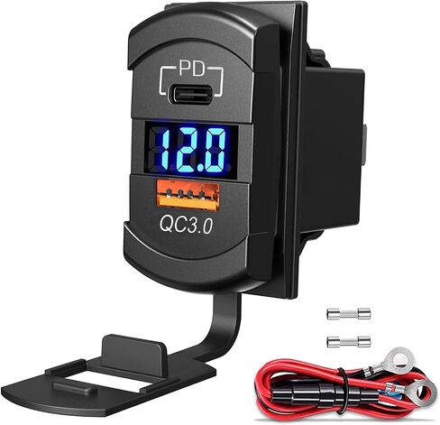 12V USB Outlet QC 3.0 PD Type C Rocker Switch Voltmeter Waterproof Marine in Kuwait