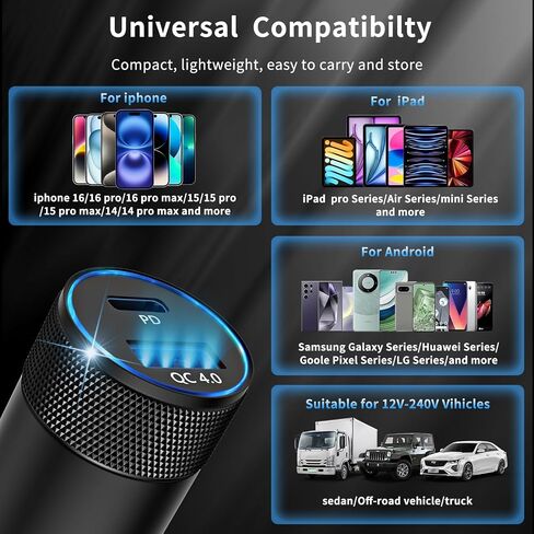 iPhone 15/16 Car Charger, 48W 2-Port Fast USB C Car Charger Fast Charging in Kuwait