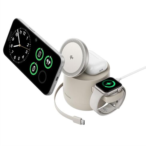 THREEKEY 4 in 1 Qi2 Magnetic Wireless Charging Station, 15W Fast Charger with Made for Apple Watch Charging Module, for iPhone 17–12 Series & AirPods, 65W Adapter Included in Kuwait