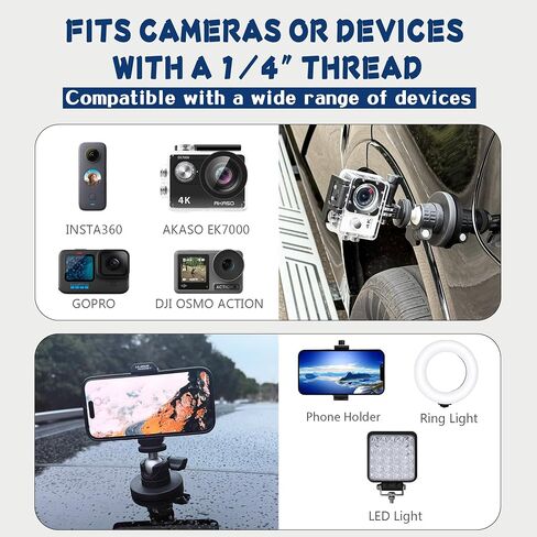 ULIBERMAGNET Black Magnetic Camera Mount, Strong Magnetic Mount with 360° Rotation Ball Head, Security Camera Base Holder with 1/4 inch Thread for GoPro,DJI OSMO Action,Action Camera in Kuwait