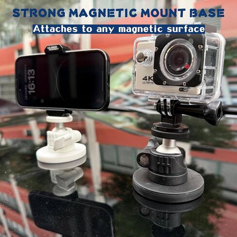 ULIBERMAGNET Black Magnetic Camera Mount, Strong Magnetic Mount with 360° Rotation Ball Head, Security Camera Base Holder with 1/4 inch Thread for GoPro,DJI OSMO Action,Action Camera in Kuwait