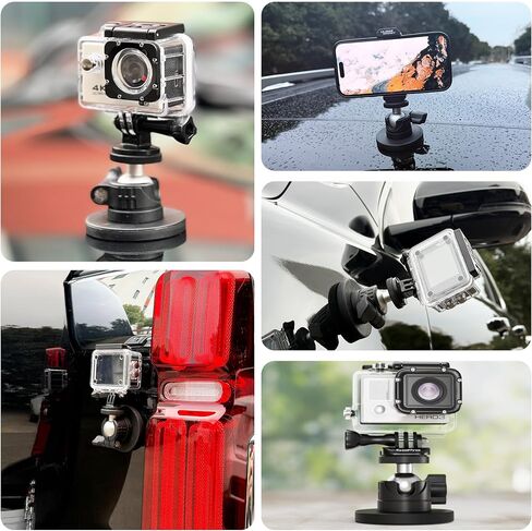 ULIBERMAGNET Black Magnetic Camera Mount, Strong Magnetic Mount with 360° Rotation Ball Head, Security Camera Base Holder with 1/4 inch Thread for GoPro,DJI OSMO Action,Action Camera in Kuwait