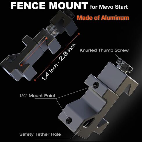 Fence Mount for Mevo - Aluminium Game Changer Mounting Kit with Dual 1/4 Mount Points, All Metal Arm for Recording Baseball and Softball Games, Compatible with Mevo Start and iPhone (1 Arm) in Kuwait