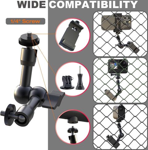 Fence Mount for Mevo - Aluminium Game Changer Mounting Kit with Dual 1/4 Mount Points, All Metal Arm for Recording Baseball and Softball Games, Compatible with Mevo Start and iPhone (1 Arm) in Kuwait