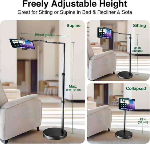 elitehood Heavy Duty Aluminum iPad Stand for Bed, iPad Stand Floor in Kuwait