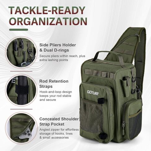 Goture OpenSide Fishing Sling Tackle Storage Bag with 3 3700 Tackle Boxes,Lures & Fishing Tools, Lightweight Fishing Backpack Storage for Fishing Gear-Shimmering Pink Bag, Gift for Women in Kuwait