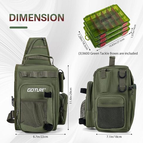 Goture OpenSide Fishing Sling Tackle Storage Bag with 3 3700 Tackle Boxes,Lures & Fishing Tools, Lightweight Fishing Backpack Storage for Fishing Gear-Shimmering Pink Bag, Gift for Women in Kuwait