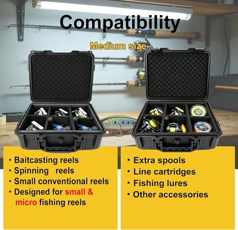 Fishing Reels Storage Case,Tackle Accessories Storage Handcase,Black,Medium in Kuwait