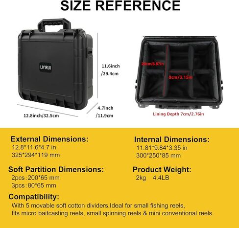 Fishing Reels Storage Case,Tackle Accessories Storage Handcase,Black,Medium in Kuwait