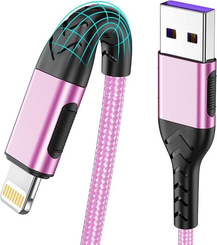 iPhone Charger, [Apple MFi Certified] 3Pack 10FT USB A Cable for Long Charger Cable, Fast iPhone Charging Cord Compatible with with iPhone Xs Max/XS/XR/X/8/7/6S/6/Plus/SE/iPad(Rose Gold) in Kuwait