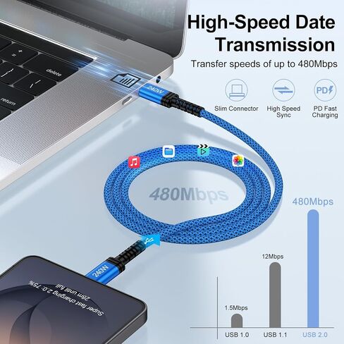240W USB C to USB C Cable【2Pack,6FT】 TC Phone Charger Fast Charging in Kuwait