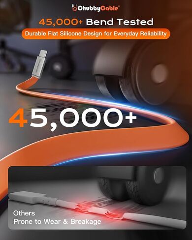 chubbycable Flat Silicone 240W USB C to USB C Cable, 6FT/2-Pack, Orange in Saudi Arabia