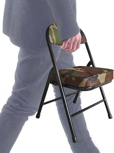 Mini Folding Chair, Garage Stool, Portable Camping Chair with Padded Seat, Lightweight and Compact Lawn Chair, for Patio, Garage, Camping, Fishing, Hiking, Hunting, Picnic, Beach, Black in Kuwait