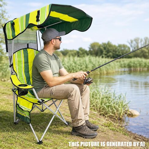 Camping Chair with Canopy Shade, Portable Folding Chair in Kuwait