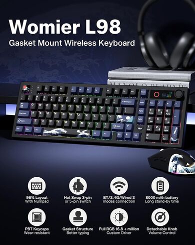 L98 Wireless Mechanical Gaming Keyboard with Smart Display & Knob in Kuwait
