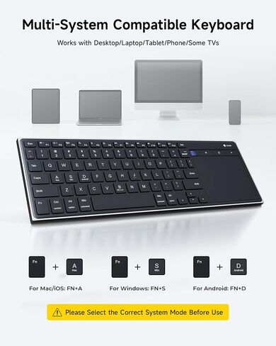 CZUR K5S Bluetooth Keyboard with Touchpad, Wireless & Wired Keyboard in Kuwait