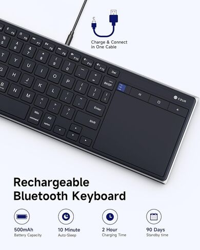 CZUR K5S Bluetooth Keyboard with Touchpad, Wireless & Wired Keyboard in Kuwait