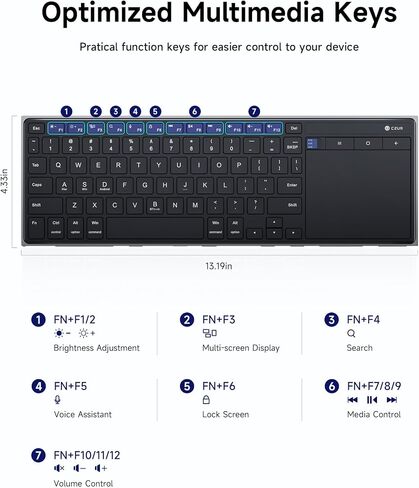 CZUR K5S Bluetooth Keyboard with Touchpad, Wireless & Wired Keyboard in Kuwait
