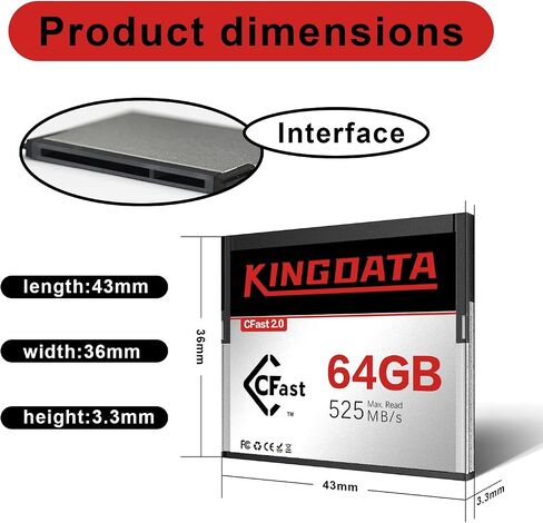 CFast 2.0 64GB 2PACK Memory Card High-Speed for 4K Video & HD Recording Compatible with Professional Cameras in Kuwait