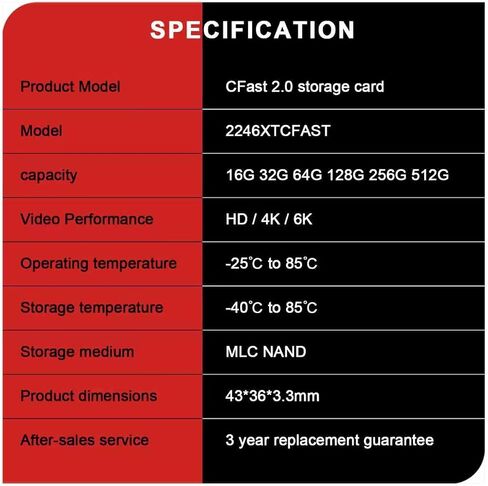 CFast 2.0 64GB 2PACK Memory Card High-Speed for 4K Video & HD Recording Compatible with Professional Cameras in Kuwait