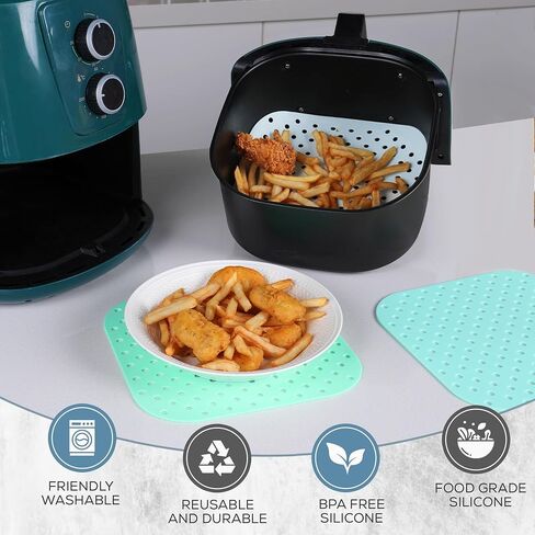 Square Air Fryer Liners Silicone 8.5" x 8.5", 3-Pack, Pastel Colors in Kuwait