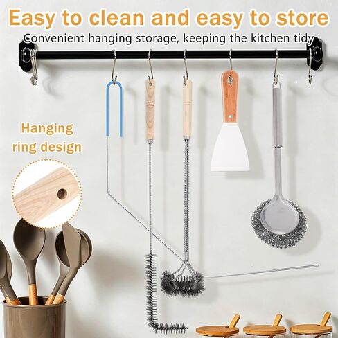 6 Pcs Large Commercial Fryer Cleaning Tools, Include L-Shaped Cleaning Brush Stainless Steel Bristle Fryer Cleanout Rod, Deep Fryer Basket Cleaning Brush Wire Brush and Scraper Kit for Kitchen Bakery in Kuwait