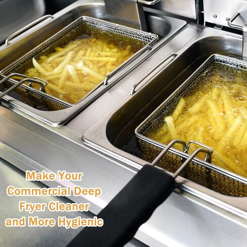 6 Pcs Large Commercial Fryer Cleaning Tools, Include L-Shaped Cleaning Brush Stainless Steel Bristle Fryer Cleanout Rod, Deep Fryer Basket Cleaning Brush Wire Brush and Scraper Kit for Kitchen Bakery in Kuwait