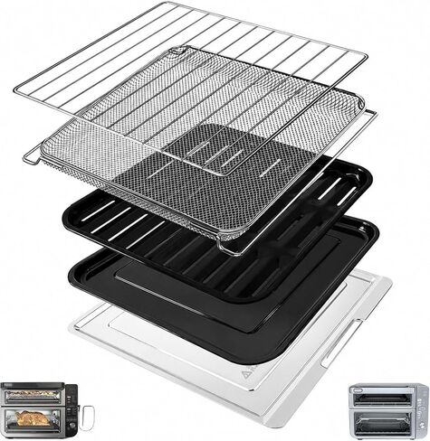 GCQ 5 IN 1 Smart Double Oven Tray Basket Rack Kit for Ninja DCT601 DCT651, 13''×12.6'' Steel Toaster Oven Replacement Parts Accessories Cooling Rack for Ninja DCT401 DCT402 DCT451 Smart Oven in Saudi Arabia