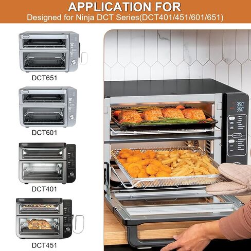 GCQ 5 IN 1 Smart Double Oven Tray Basket Rack Kit for Ninja DCT601 DCT651, 13''×12.6'' Steel Toaster Oven Replacement Parts Accessories Cooling Rack for Ninja DCT401 DCT402 DCT451 Smart Oven in Saudi Arabia