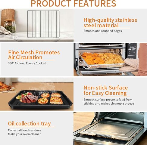 GCQ 5 IN 1 Smart Double Oven Tray Basket Rack Kit for Ninja DCT601 DCT651, 13''×12.6'' Steel Toaster Oven Replacement Parts Accessories Cooling Rack for Ninja DCT401 DCT402 DCT451 Smart Oven in Saudi Arabia