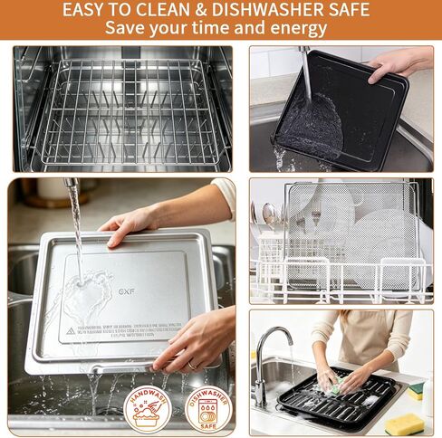 GCQ 5 IN 1 Smart Double Oven Tray Basket Rack Kit for Ninja DCT601 DCT651, 13''×12.6'' Steel Toaster Oven Replacement Parts Accessories Cooling Rack for Ninja DCT401 DCT402 DCT451 Smart Oven in Saudi Arabia