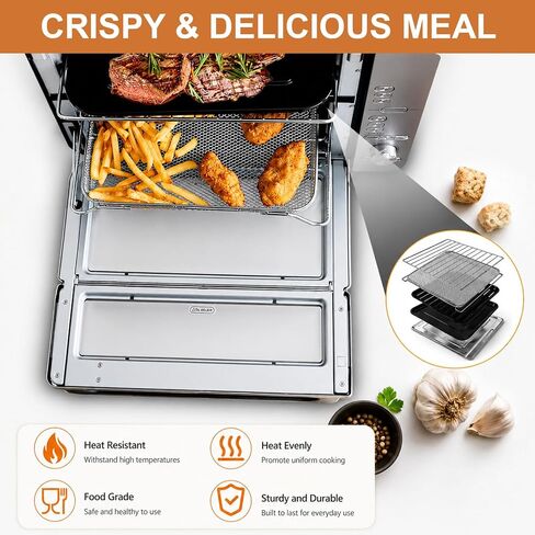 GCQ 5 IN 1 Smart Double Oven Tray Basket Rack Kit for Ninja DCT601 DCT651, 13''×12.6'' Steel Toaster Oven Replacement Parts Accessories Cooling Rack for Ninja DCT401 DCT402 DCT451 Smart Oven in Saudi Arabia