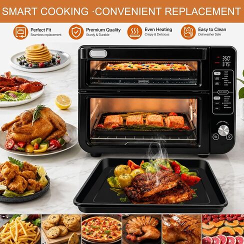 GCQ 5 IN 1 Smart Double Oven Tray Basket Rack Kit for Ninja DCT601 DCT651, 13''×12.6'' Steel Toaster Oven Replacement Parts Accessories Cooling Rack for Ninja DCT401 DCT402 DCT451 Smart Oven in Saudi Arabia