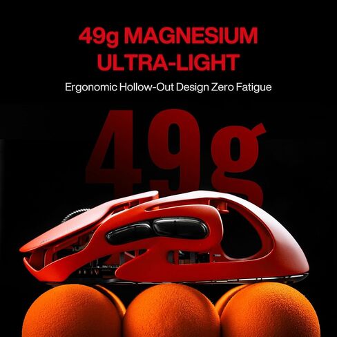 AM Infinity Gaming Wireless Mouse 49g Ultralight Metal Design, 30000 DPI PAW3950 Sensor, Dual 8K Polling, Hot-Swappable Battery, Tri-Mode 2.4G/Bluetooth/Wired RGB Gaming Mouse- Blaze Orange in Kuwait