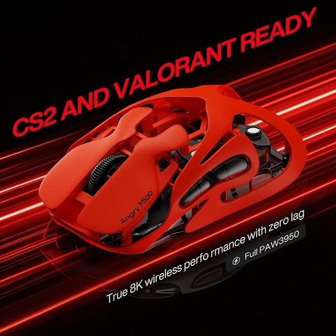 AM Infinity Gaming Wireless Mouse 49g Ultralight Metal Design, 30000 DPI PAW3950 Sensor, Dual 8K Polling, Hot-Swappable Battery, Tri-Mode 2.4G/Bluetooth/Wired RGB Gaming Mouse- Blaze Orange in Kuwait