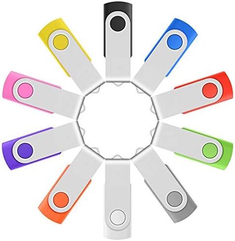 Professional 10-Pack of Enfain 16GB Multicolor USB 2.0 Flash Drive 10 Pack | Swivel Thumb Drives with 31 Labels | Gift-Ready Packaging for Corporate Events, Office & Team Distributions in Kuwait