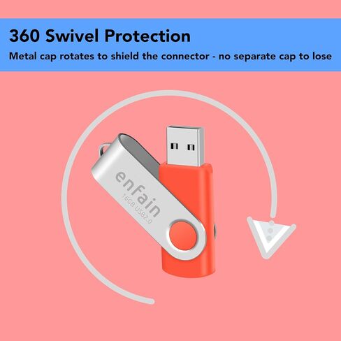 Professional 10-Pack of Enfain 16GB Multicolor USB 2.0 Flash Drive 10 Pack | Swivel Thumb Drives with 31 Labels | Gift-Ready Packaging for Corporate Events, Office & Team Distributions in Kuwait