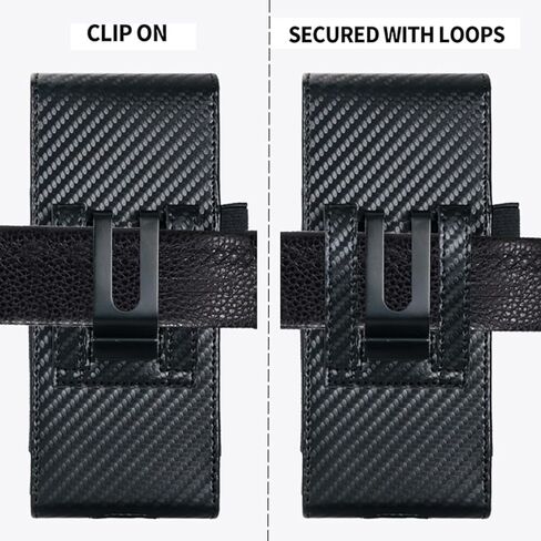Holster Pouch for Galaxy Z Fold 8 Ultra/7/6/5/4/3 with S Pen Holder & Belt Clip & Card Holder, Luxury Carbon Fiber Leather Holster Case with Belt Loop&Metal Clip&Magnetic Closuer in Kuwait