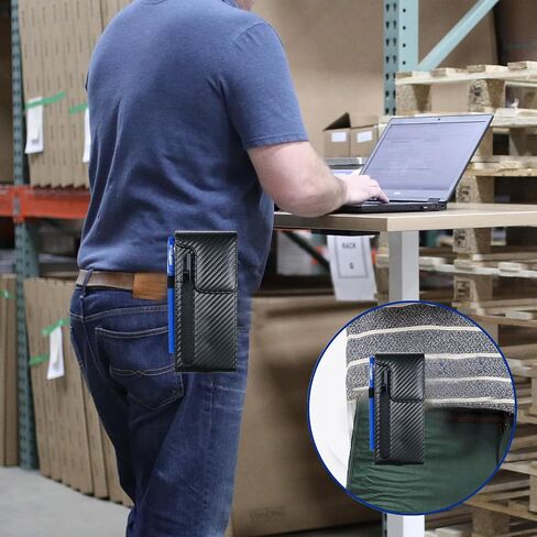Holster Pouch for Galaxy Z Fold 8 Ultra/7/6/5/4/3 with S Pen Holder & Belt Clip & Card Holder, Luxury Carbon Fiber Leather Holster Case with Belt Loop&Metal Clip&Magnetic Closuer in Kuwait